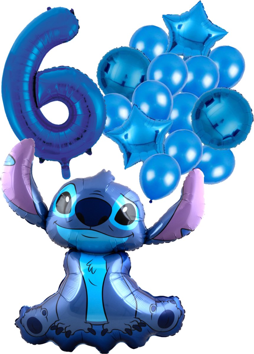 Stitch Ballon Set - 97x90cm - Folie Ballon + Ster Ballonnen - 6 jaar | Disney