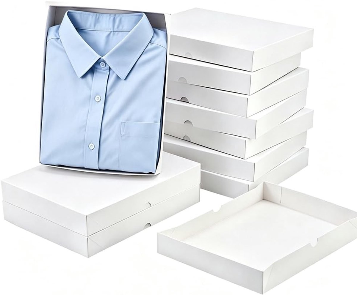 18 Stuks Wit Papieren Shirt Dozen 280x215x38mm - Rechthoekige Geschenkdozen voor Kleding, Cadeauverpakking en Presentatie