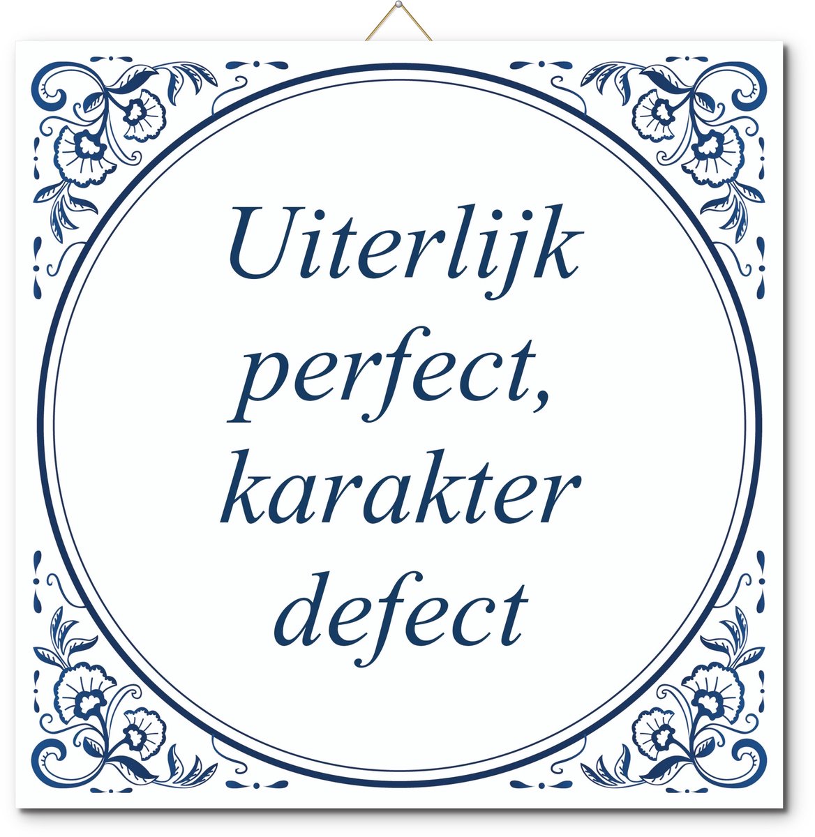 Tegeltje: Uiterlijk perfect, karakter defect (met hangertje)