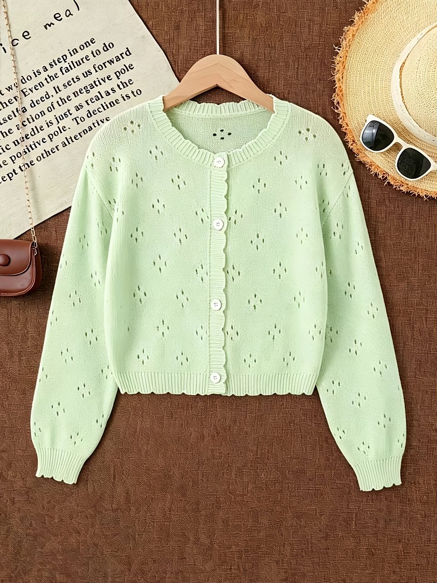 Currero Cardigan Meisjes Vest Meisje Met Knopen Kinderen Warm Gebreid Vest Long 9 Jaar Wit