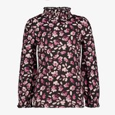 TwoDay meisjes shirt met lange mouwen en bloemenprint - Zwart - Maat 110/116