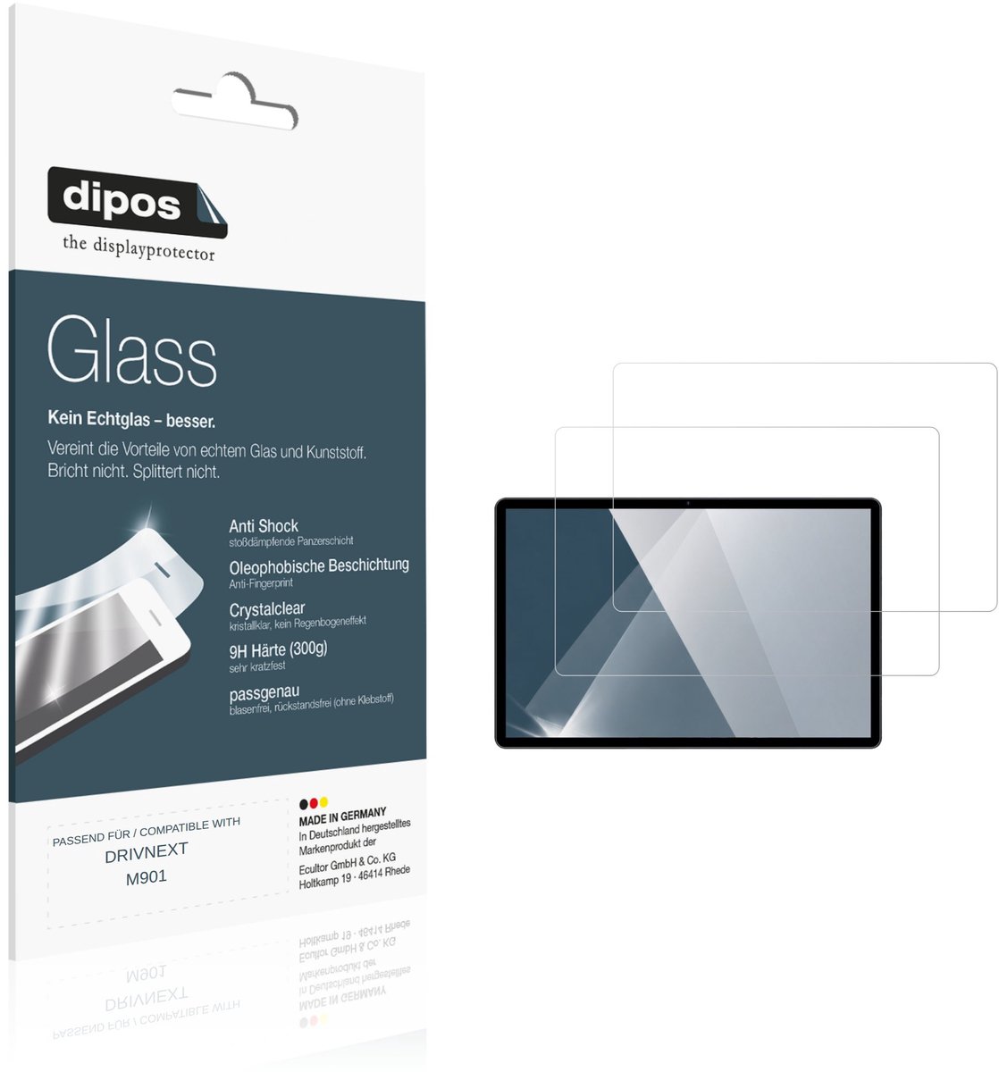 dipos – 2x Pantserfolie geschikt voor DRIVNEXT M901 | 9H Screenprotector