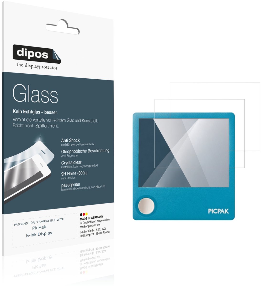 dipos – 2x Pantserfolie geschikt voor PicPak E-Ink Display | 9H Screenprotector