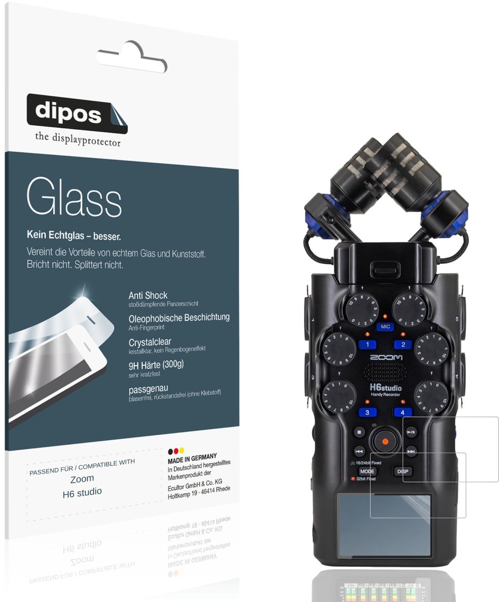 dipos – 2x Pantserfolie geschikt voor Zoom H6 studio | 9H Screenprotector