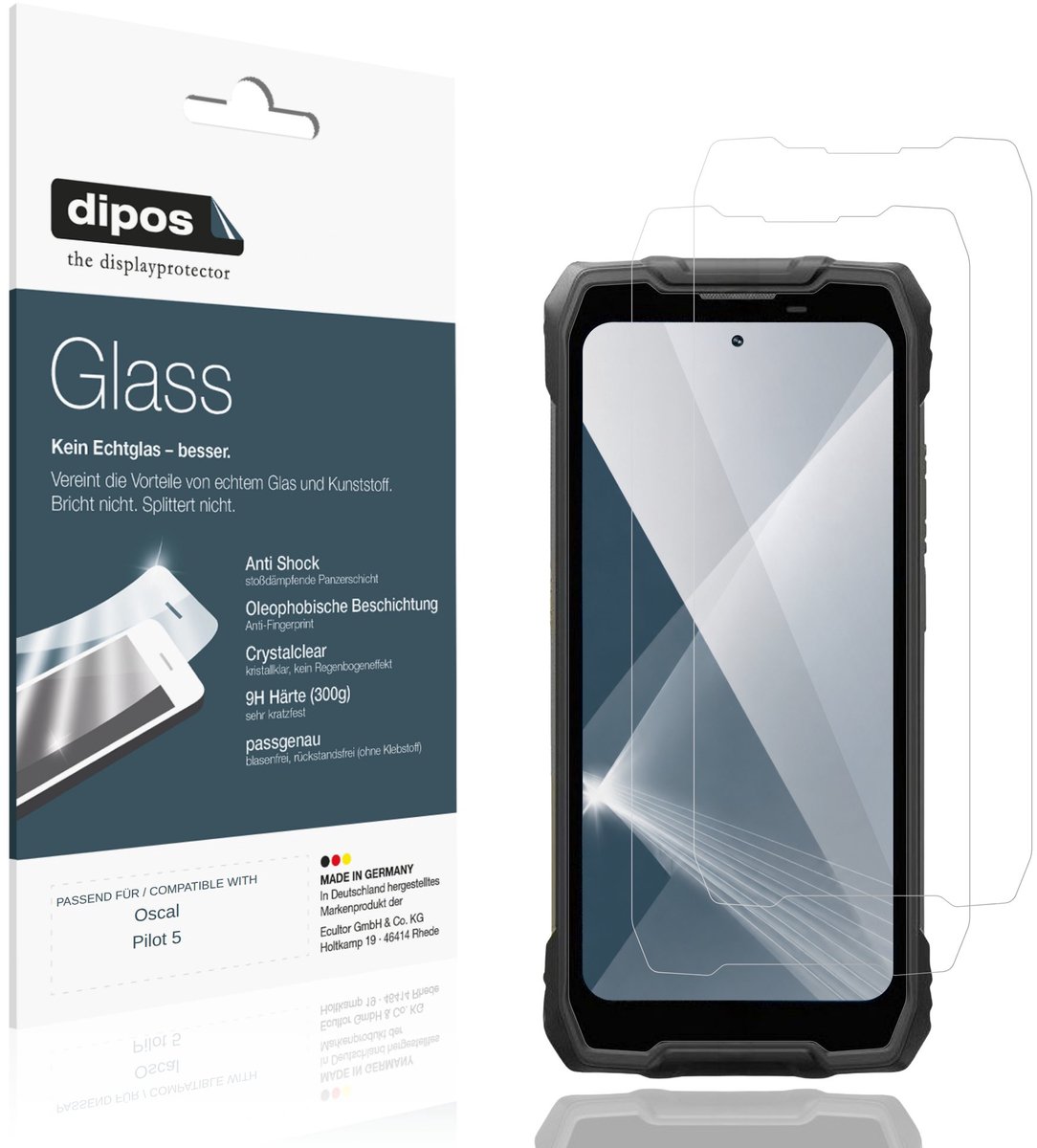 dipos – 2x Pantserfolie geschikt voor Oscal Pilot 5 | 9H Screenprotector