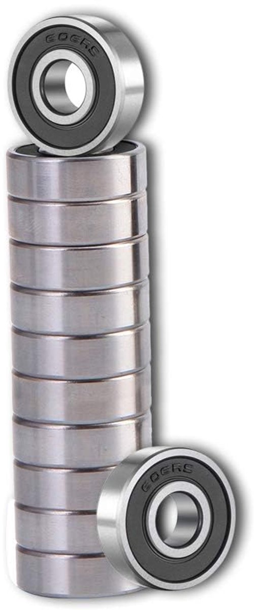 Kogellagers, 606-2RS 6 x 17 x 6 mm, voorgesmeerd/chroomstaal, dubbele rubberen afdichting, miniatuur 606RS - ShopVlot