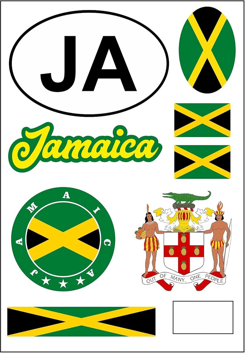 Jamaica Sticker Kaart Sticker Vel - Auto Motor Biker Vlag Vlag Deco AK - ShopVlot