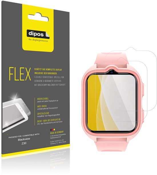 Roze smartwatch met de dipos displayprotector, flexibel en 100% passend voor het Blackview Z30 scherm.