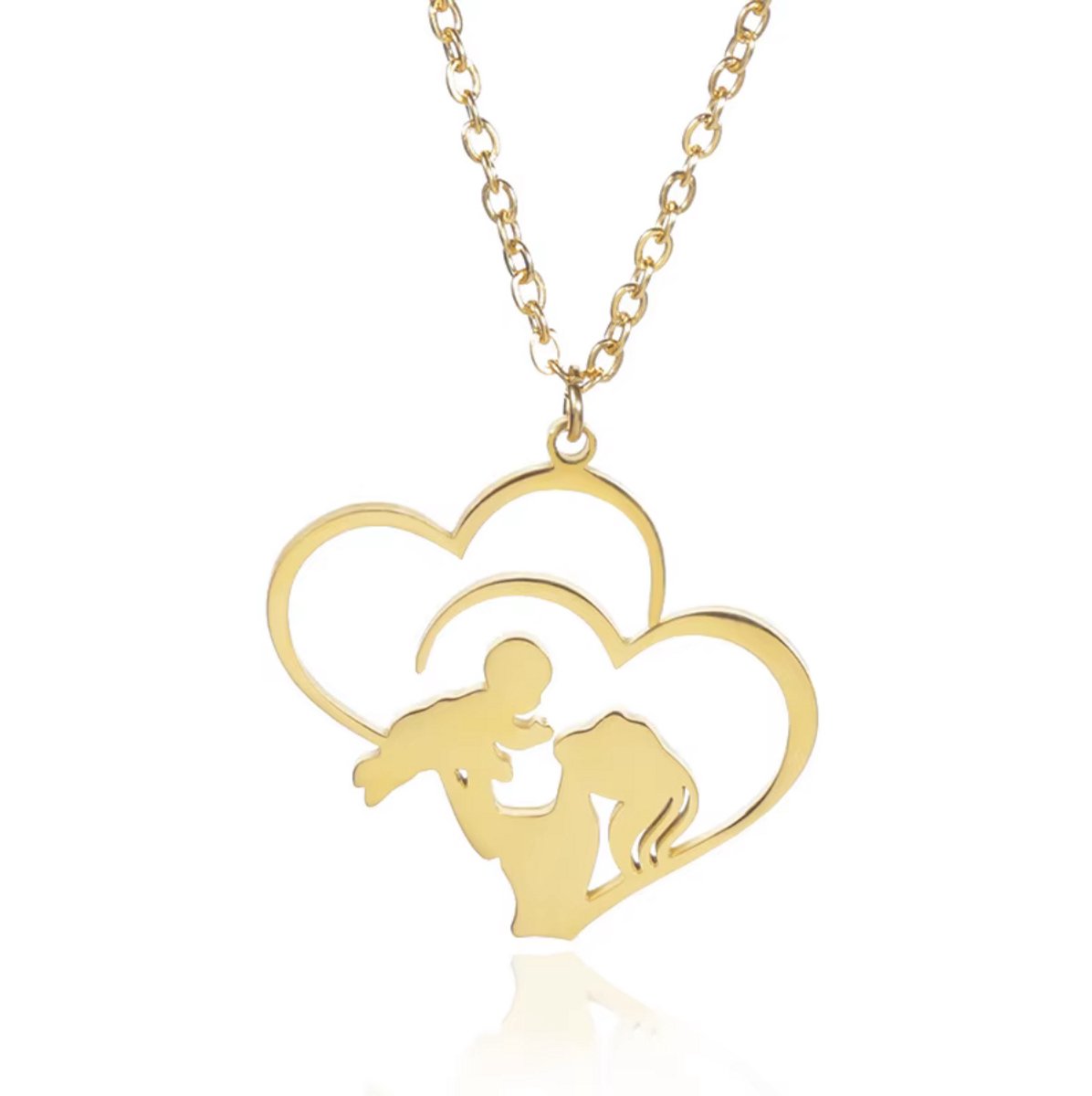 Maevi® Ketting Moeder & Kind - Mommy & Baby - Kleur: Goud - Hoge Kwaliteit - RVS / Roestvrijstaal / Stainless Steel - Verkleurt Niet - Lengte: 45 CM - Cadeau voor Mama / Moeder - Kraamcadeau - Incl. Luxe Verpakking