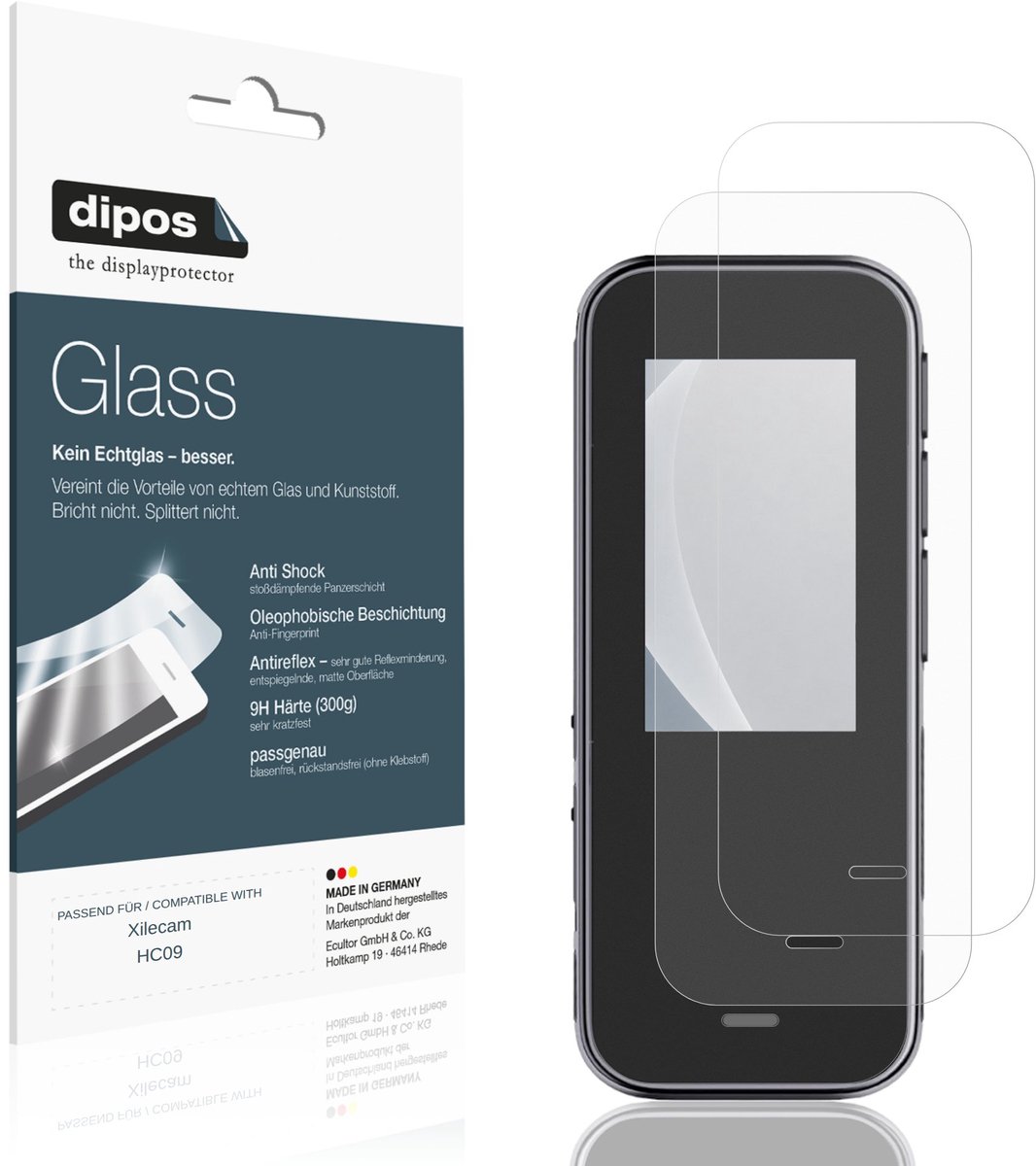 dipos – 2x Matte Pantserfolie geschikt voor Xilecam HC09 | 9H Screenprotector