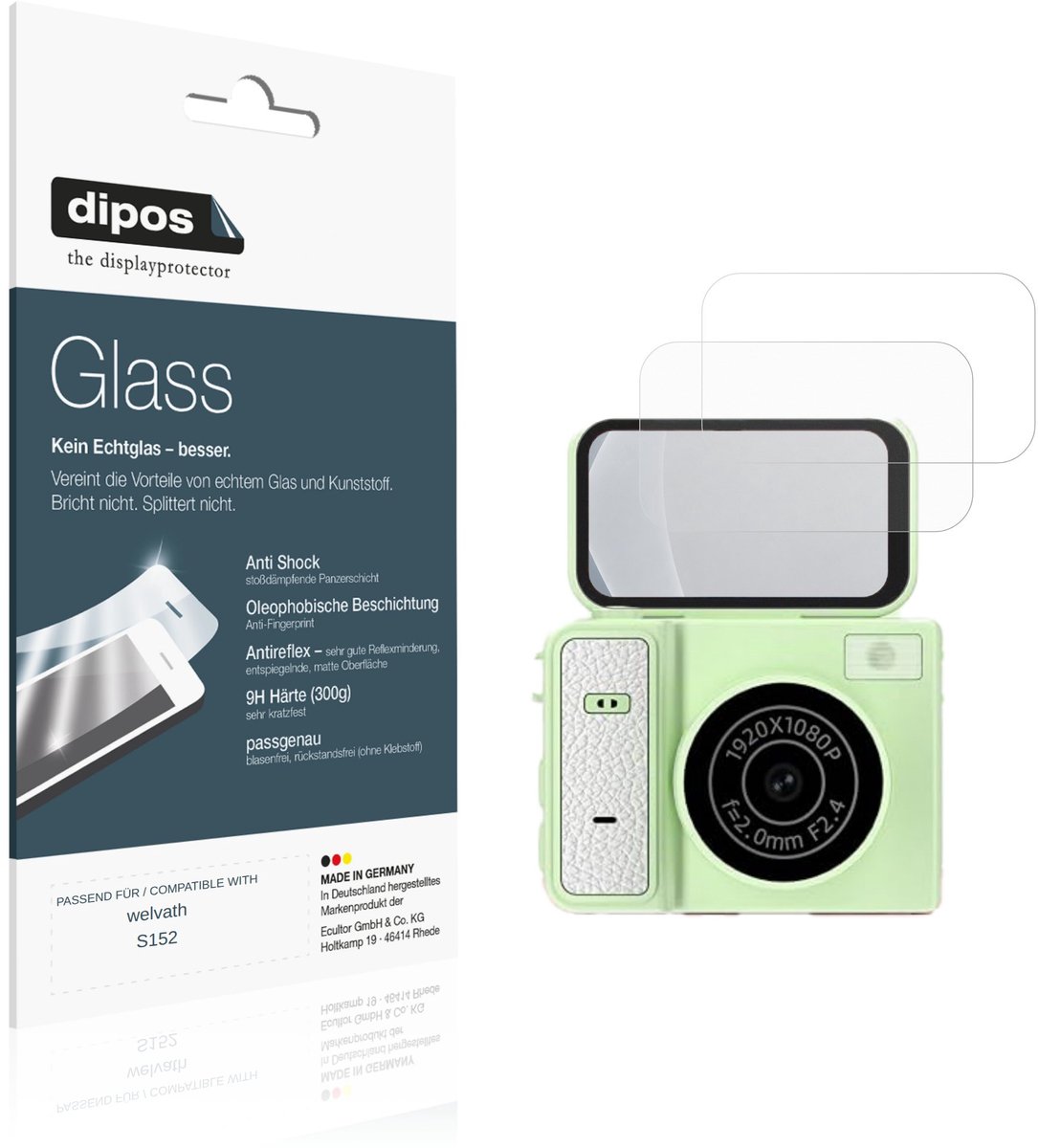 dipos – 2x Matte Pantserfolie geschikt voor welvath S152 | 9H Screenprotector