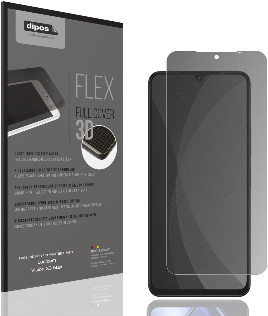 dipos FLEX – Matte Privacy Screenprotector geschikt voor Logicom Vision X3 Max | Volledige Schermbescherming | Case-Friendly