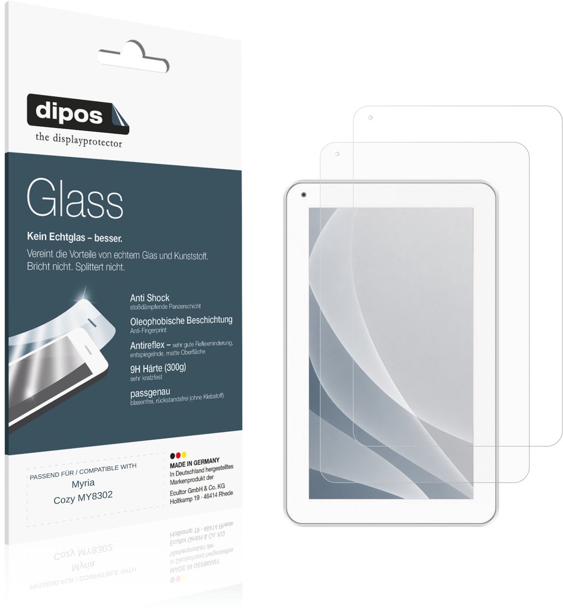 dipos – 2x Matte Pantserfolie geschikt voor Myria Cozy MY8302 | 9H Screenprotector