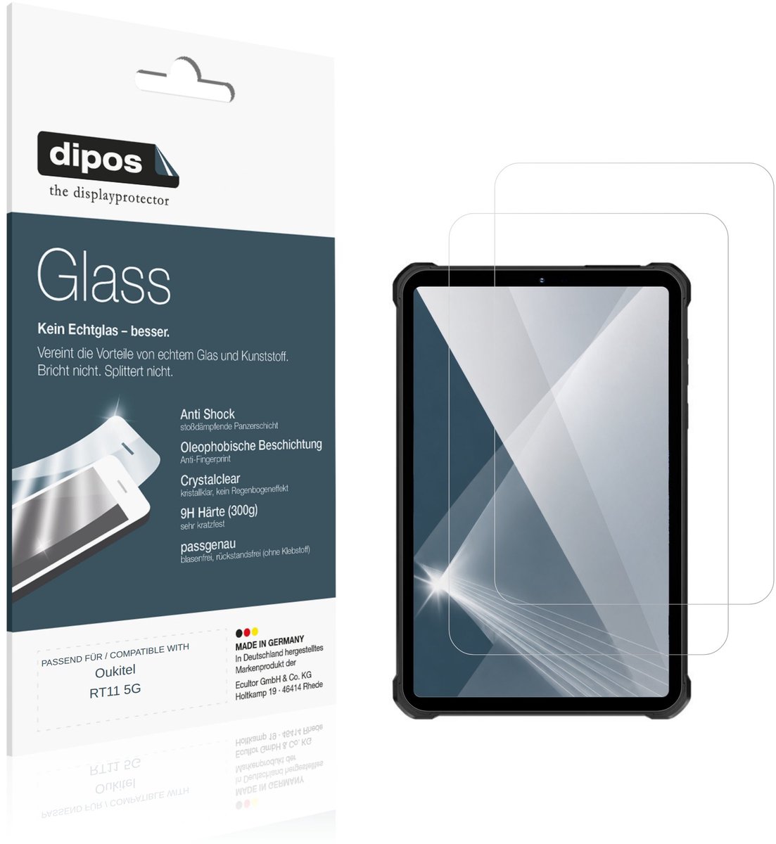 dipos – 2x Pantserfolie geschikt voor Oukitel RT11 5G | 9H Screenprotector