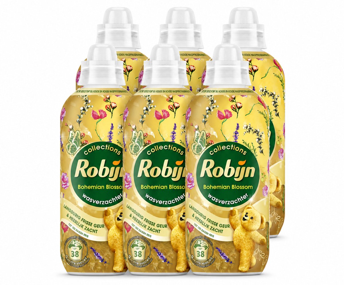 6 x Robijn – Wasverzachter – Bohemian Blossom – 765 ml - Voordeelverpakking - 6 stuks