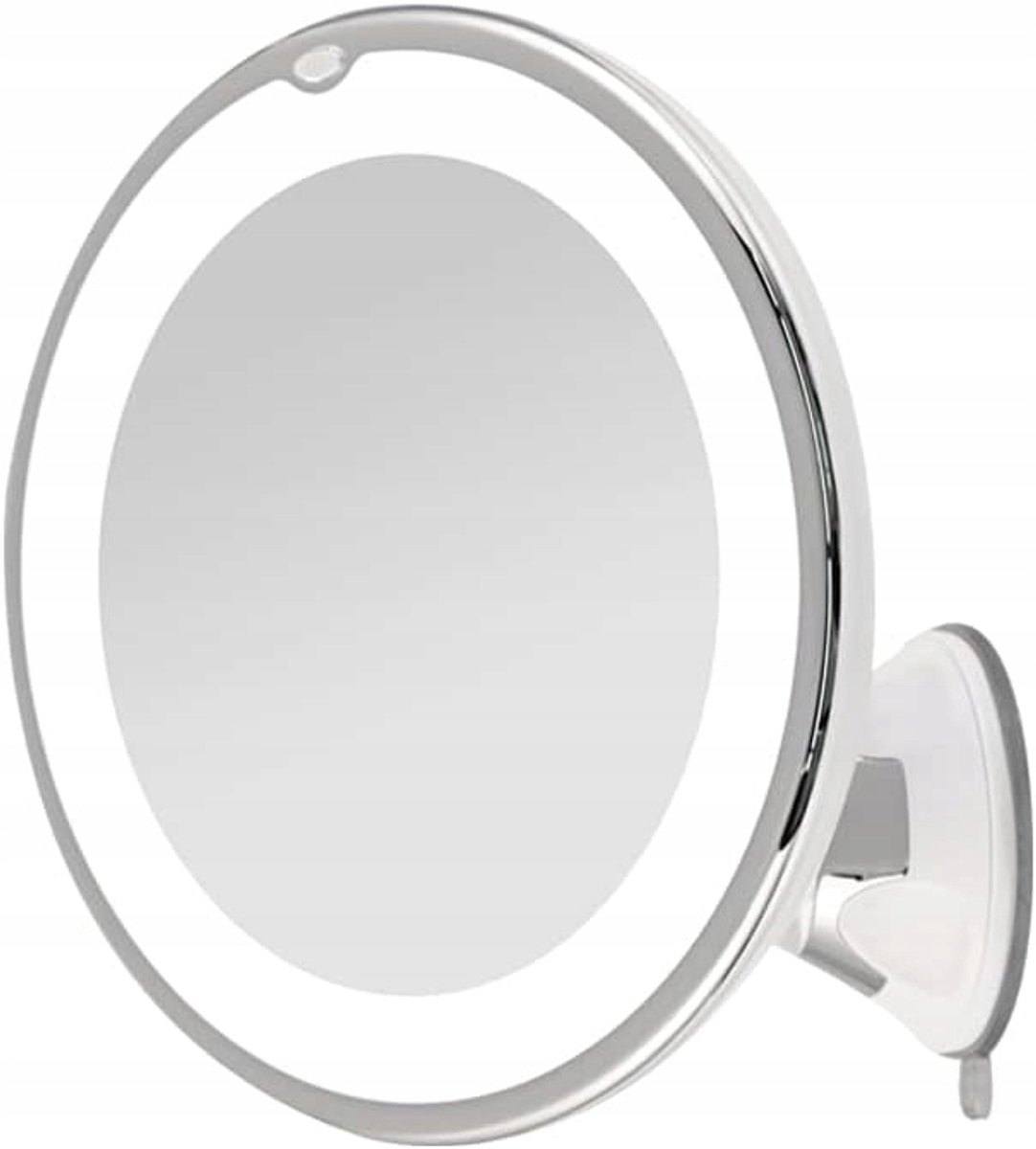 Make Up Spiegel met LED Verlichting - 10X Vergroting - Vergrootspiegel met Licht - Scheerspiegel - Badkamerspiegel - 360° Draaibaar - Sterke Zuignap - 20x17,5x6,8 cm - Voor Badkamer & Kaptafel
