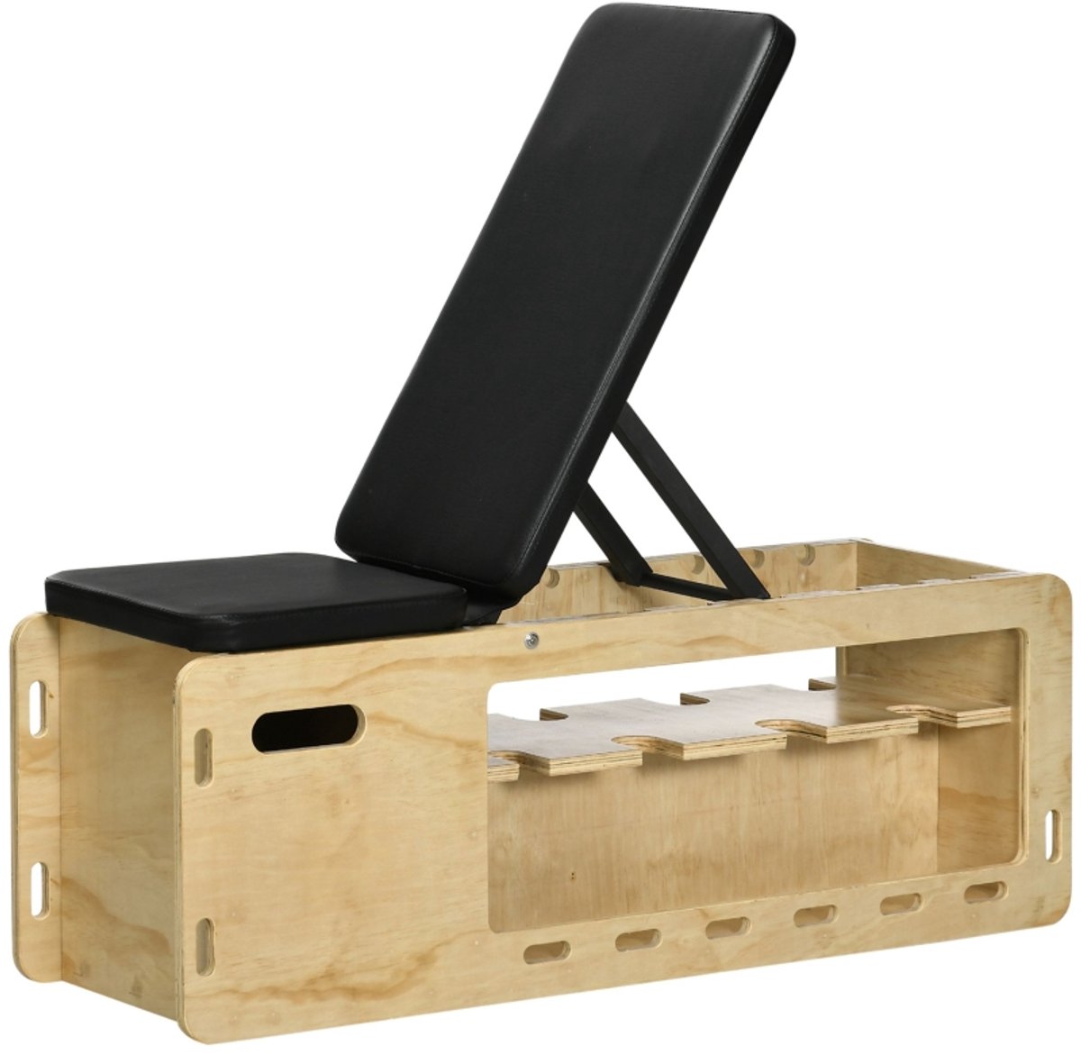 MODFU-Halterbank-Opbergbox-Verstelbaar-Hout-Naturel Hout-120 Kg