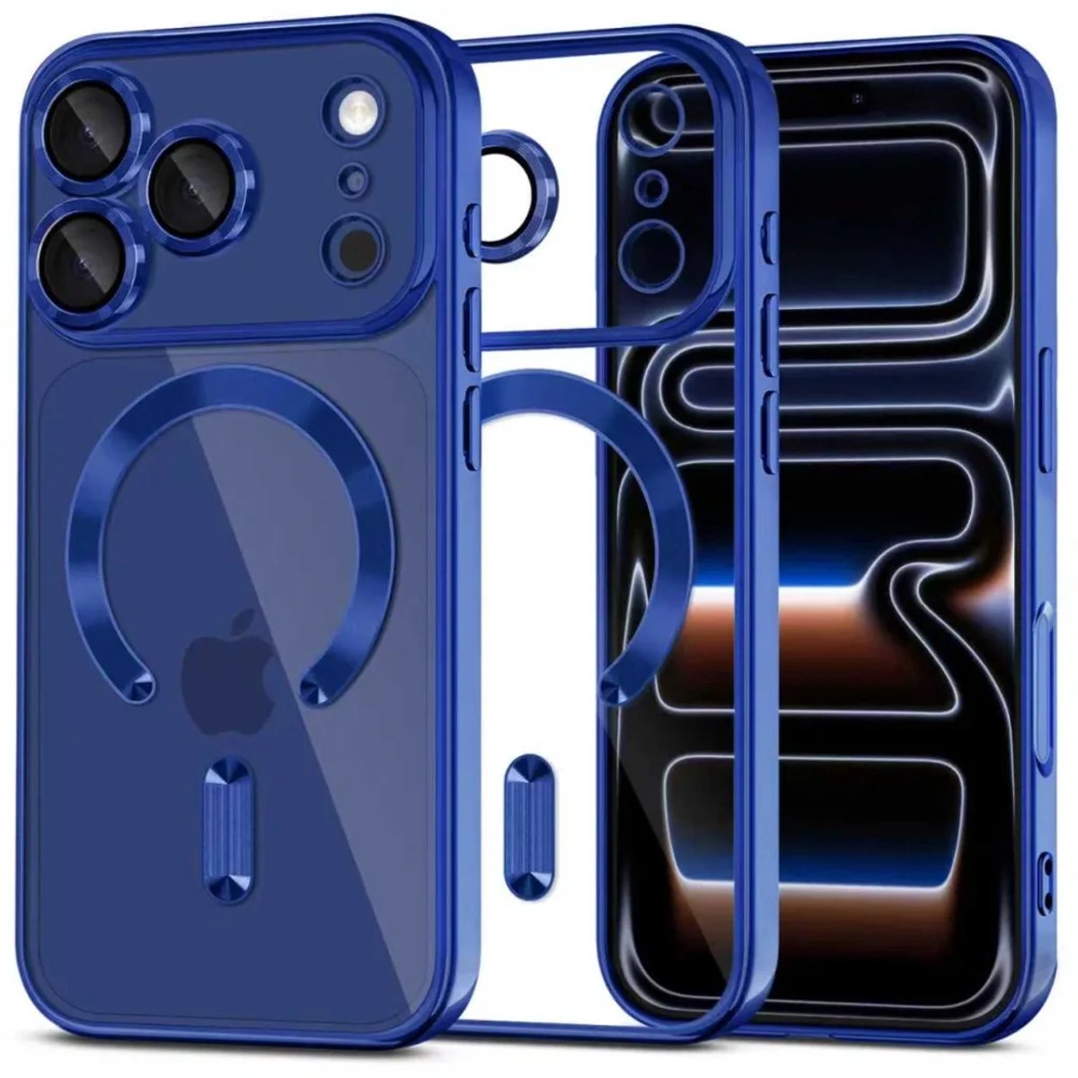 Hoesje Geschikt iPhone 18 Pro Max Hoesje – Transparant/Blauw Hybrid Backcover, MagSafe Compatibel & Verhoogde Camerabescherming – Slank en Stevig - Ntech