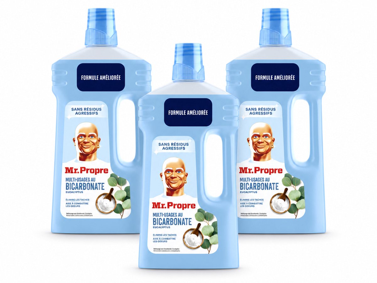 3 x Mr. Propre – Allesreiniger – Bicarbonaat & Eucalyptus – 1000 ml - Bulkverpakking - 3 stuks