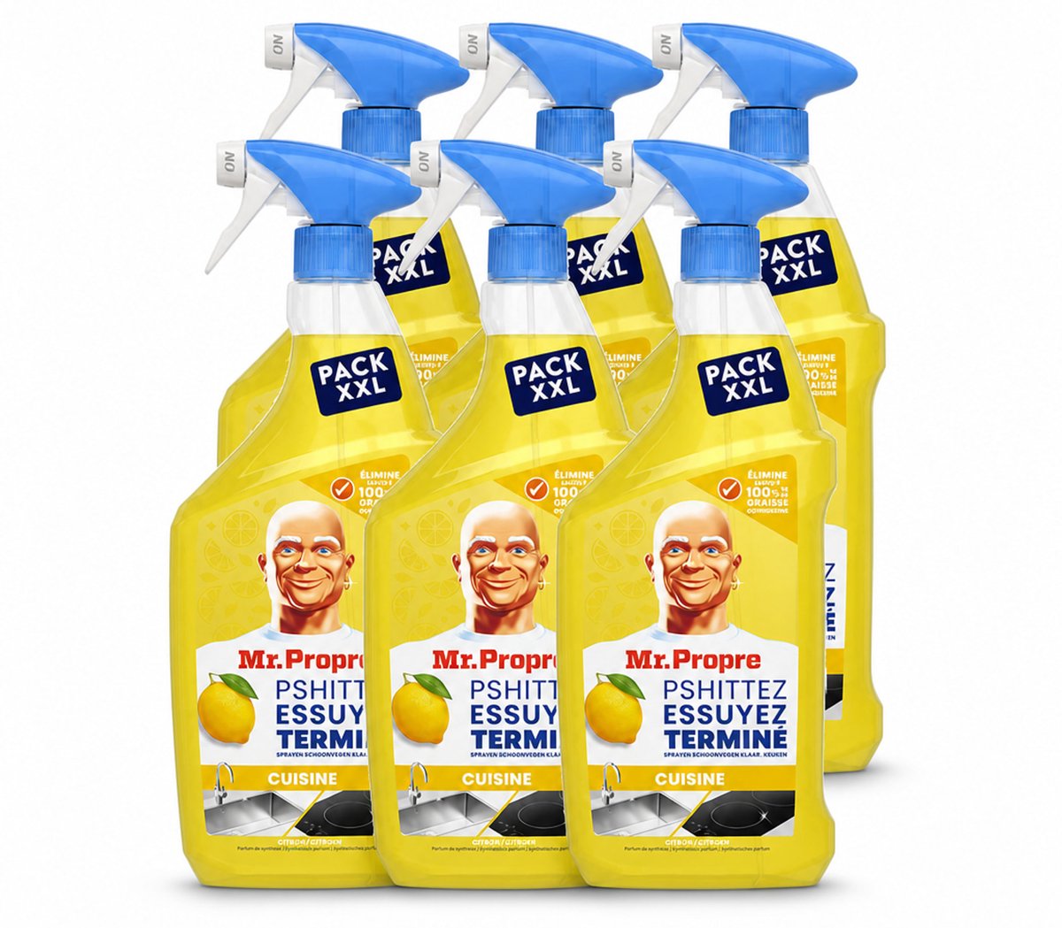 6 x Mr. Propre – Flash Reinheid Spray – Ontvetter & Allesreiniger – Lemon – 800 ml - Voordeelverpakking - 6 stuks