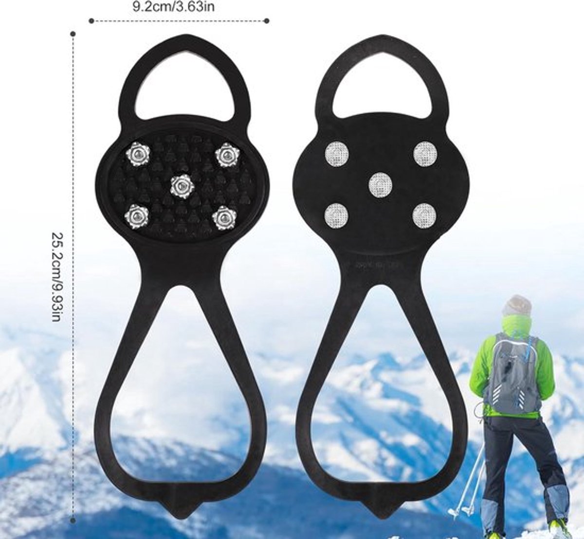 Allecto Plus 3 Paar sneeuwschoenen: antislip krampons spijkers essentiële Any