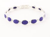 Zilveren schakelarmband met lapis lazuli