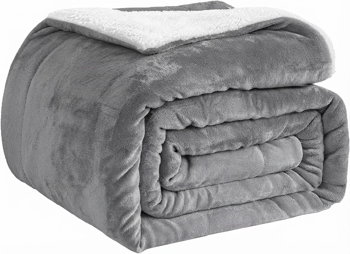 Livatto Sherpa Fleece Woondeken 200 x 230 cm Grijs
