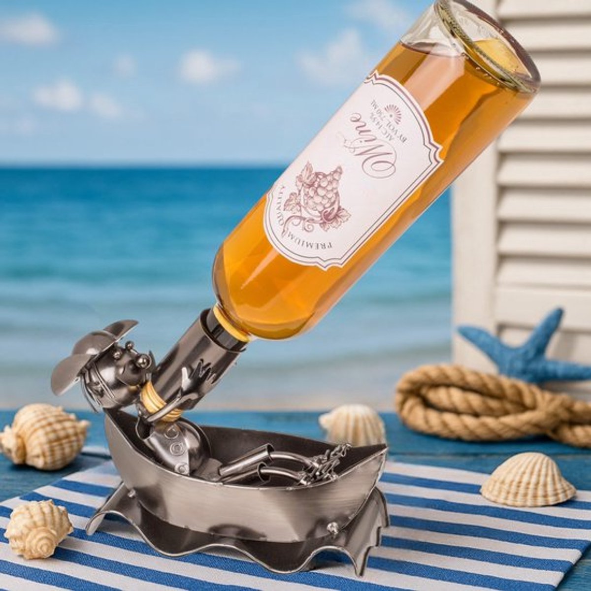 Grappige decoratie - Dailygoods- Wijnflessenhouder metalen figuur