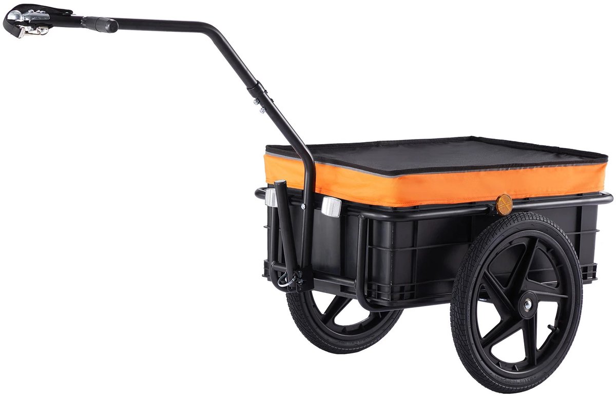 G&G fietskar - Fietskarren - Bagagedrager fiets - 40 liter - Staal - Aanhanger - Zadelpen koppeling - Afdekhoes - Zwart - Oranje