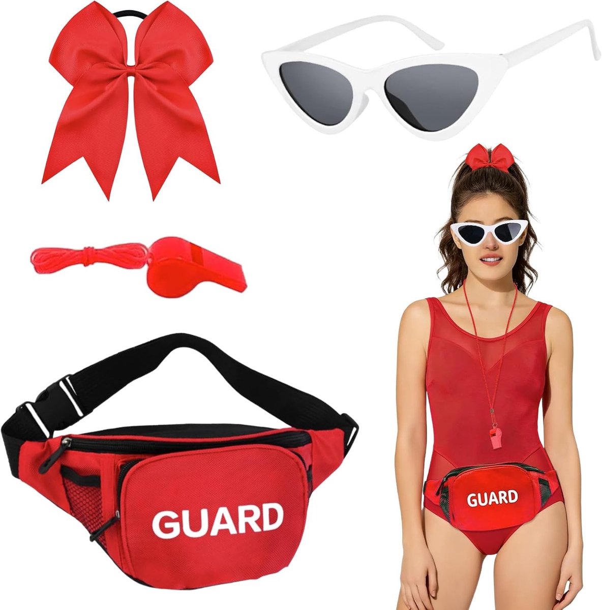Carnaval Kostuum Set voor Redders - Inclusief Accessoires zoals Zonnebril, Fluit en Heuptas voor Halloween en Feestjes