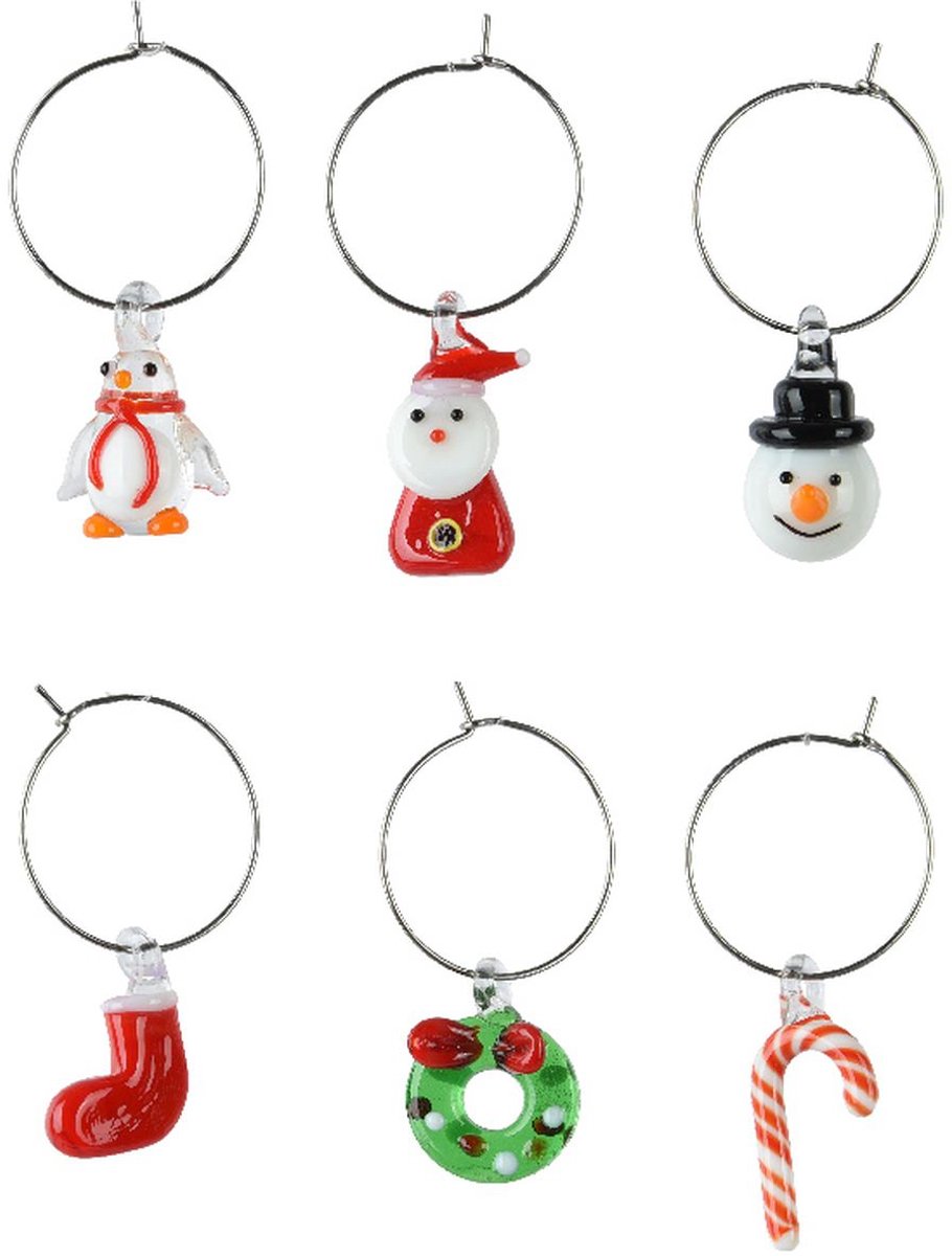 Kaemingk wijnglasmarkeerders kerst 6 motieven bont