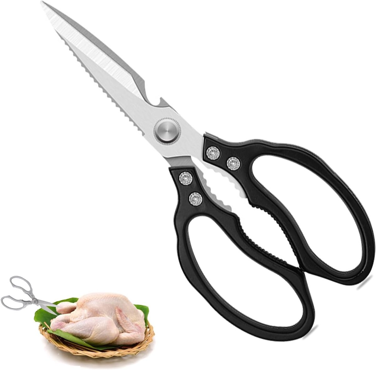 Keukenschaar - Zwart - Multifunctionele Roestvrijstalen Schaar - Voor Keuken en Huishouden