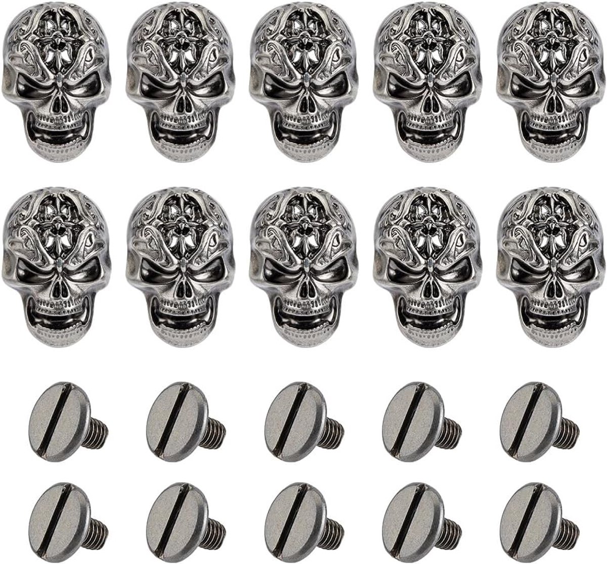 Skullvormige metalen rivets voor leren artikelen in punkstijl - Perfect voor Halloween, tassen, hoeden en kledingaccessoires