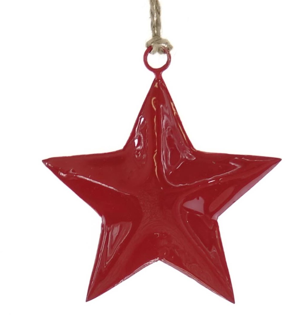 Posiwio kerstster hanger rood Ø ca. 8,3 cm metaal