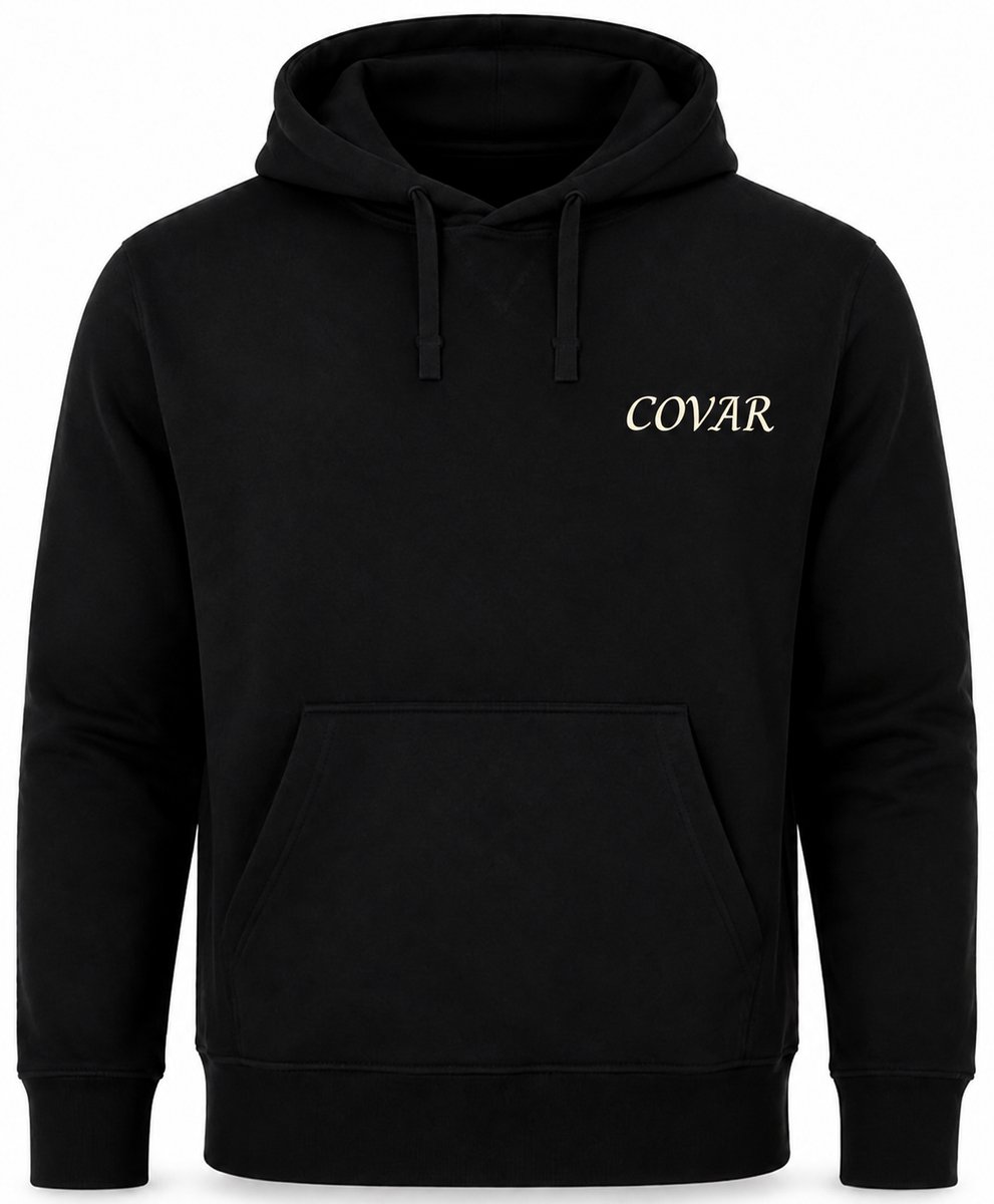 Hoodie Heren - Heren Trui met Capuchon - Zwart - Katoen - COVAR Design - Maat 3XL