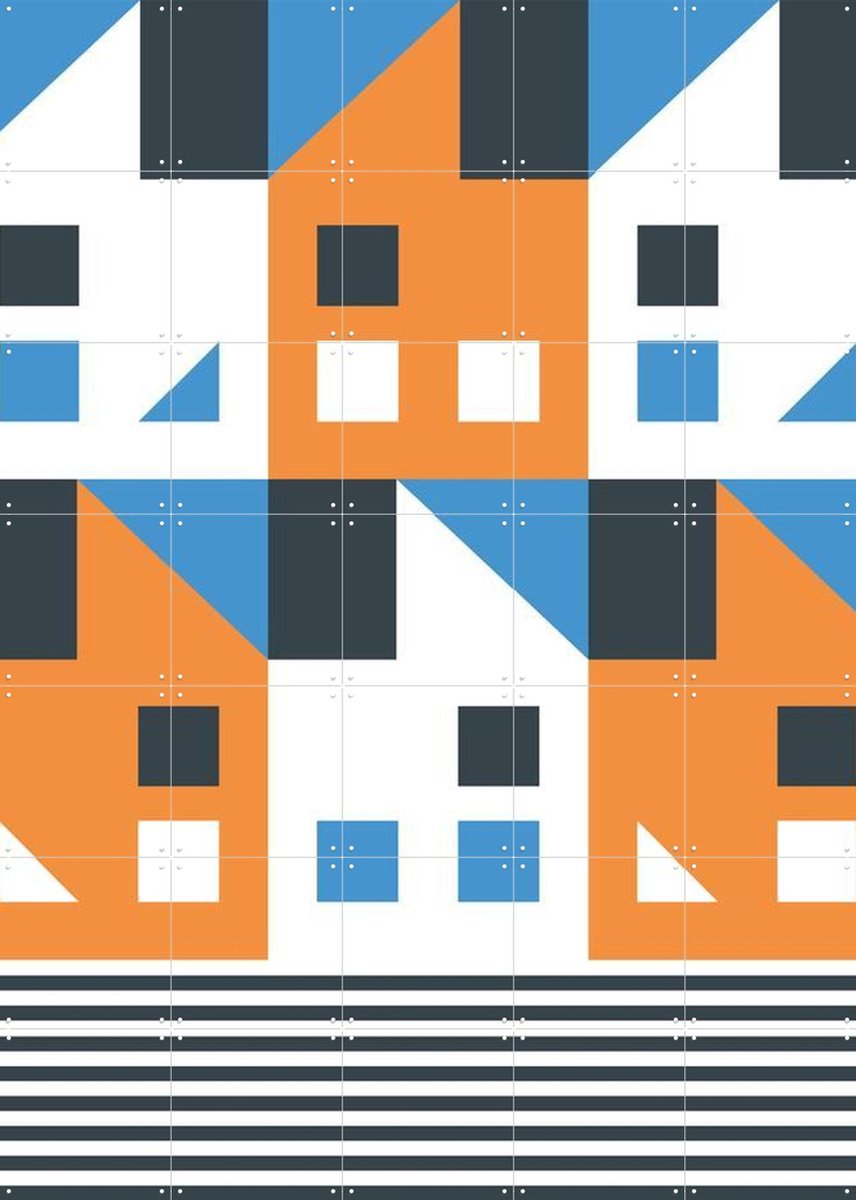 IXXI The Little Street, Studio Kars + Boom - 100 x 140 cm - Gratis ophangtool - Grote wanddecoratie en posters - Abstract, Illustraties, Kleurrijk