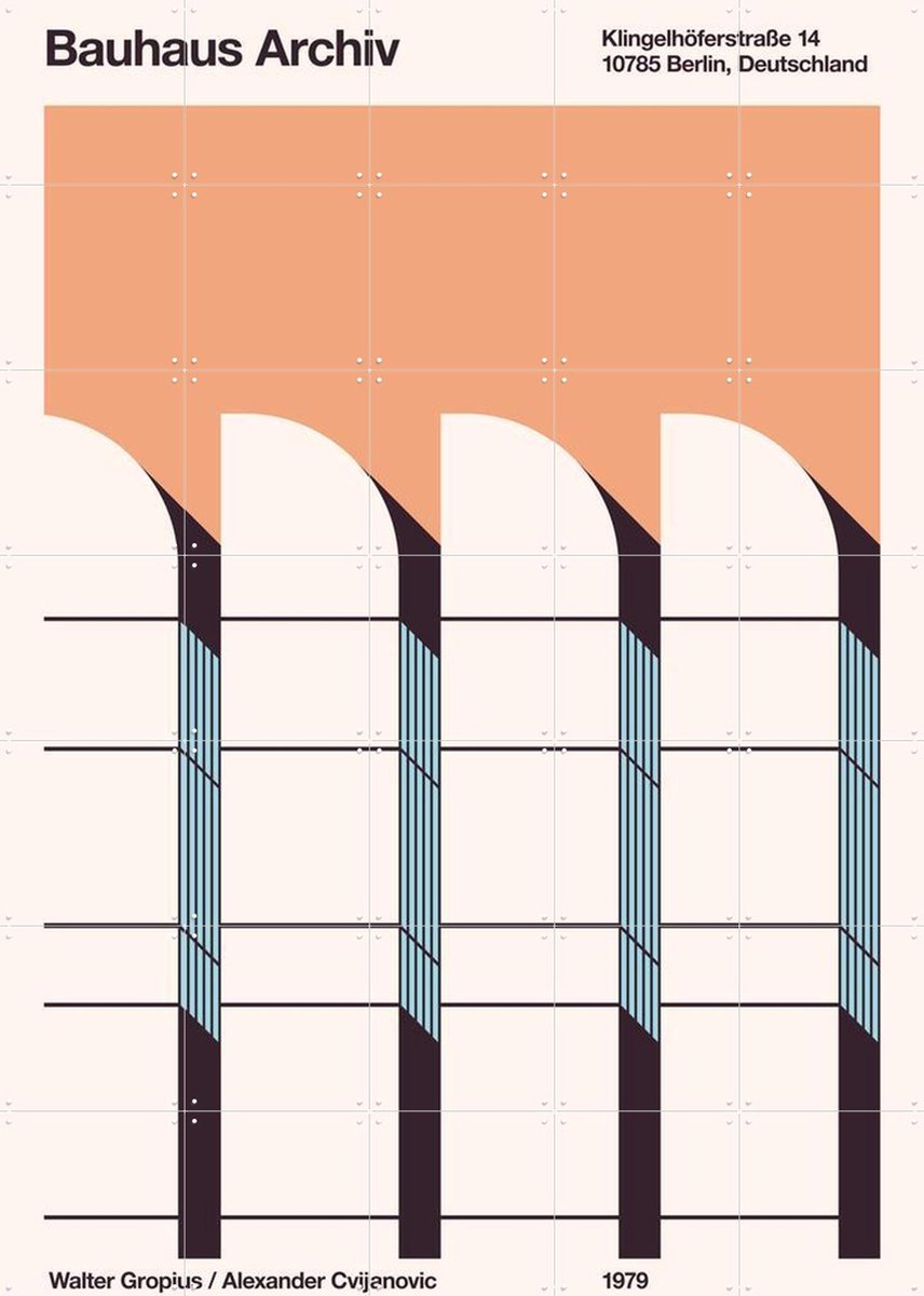 IXXI Bauhaus, Florent Bodart - 100 x 140 cm - Gratis ophangtool - Grote wanddecoratie en posters - Bauhaus, Geometrische Kunst, Illustraties, Grafisch