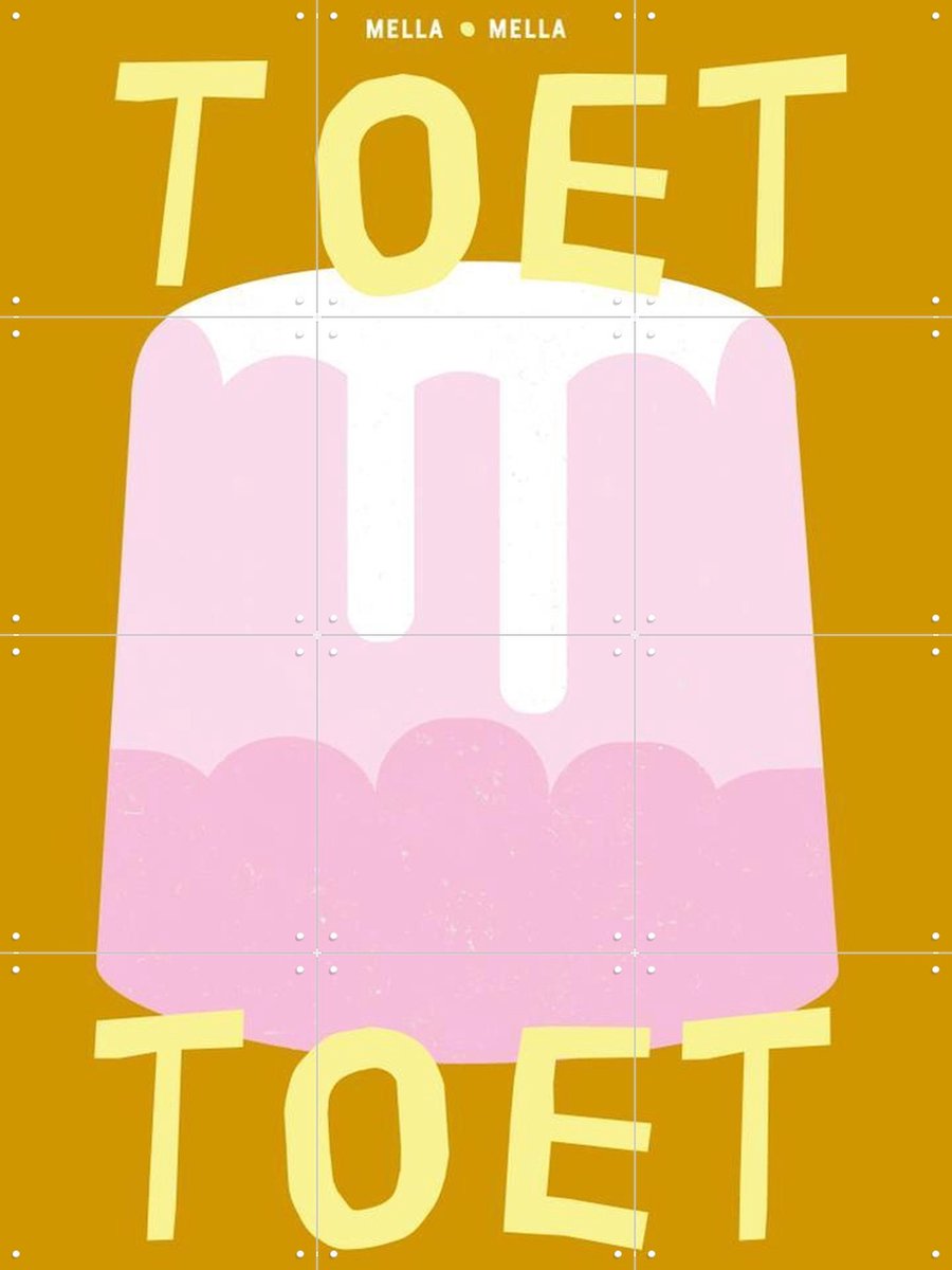 IXXI Toet geel, Mella Mella - 60 x 80 cm - Gratis ophangtool - Grote wanddecoratie en posters - Kleurrijk, Grafisch Ontwerp, Pop art, Illustraties