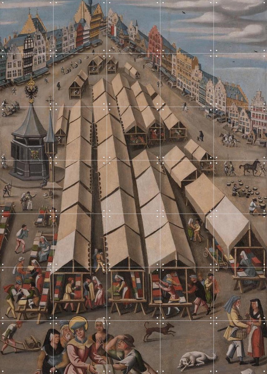 IXXI De lakenmarkt van 's-Hertogenbosch, Anoniem & Het Noordbrabants Museum - 100 x 140 cm - Gratis ophangtool - Grote wanddecoratie en posters -