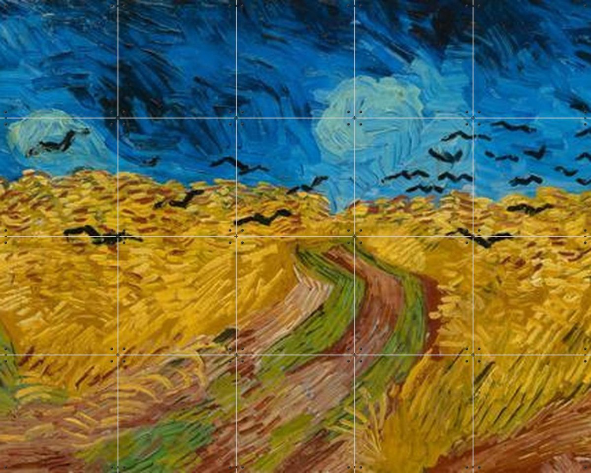 IXXI Korenveld met kraaien (1890), Vincent van Gogh (1853 - 1890) & Van Gogh Museum - 100 x 80 cm - Gratis ophangtool - Grote wanddecoratie en posters