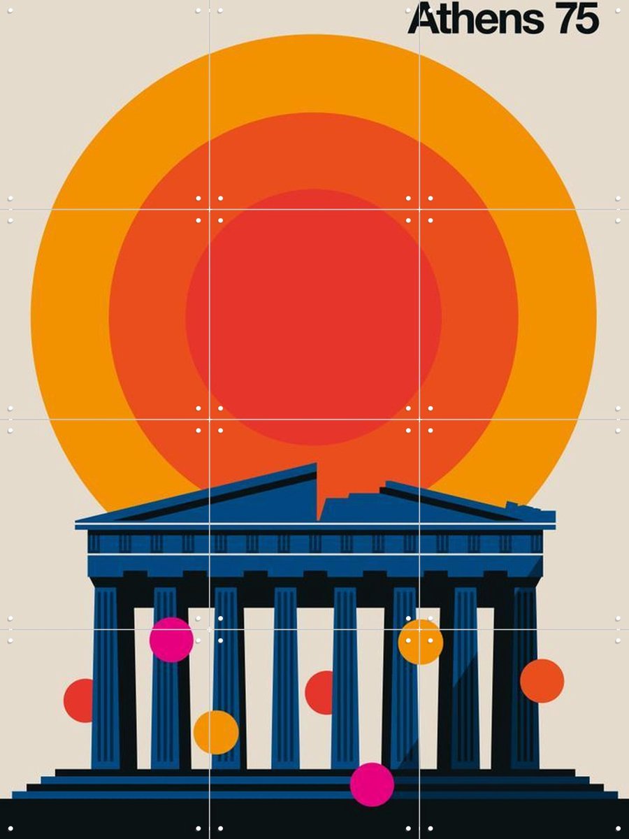 IXXI Athens 75, Bo Lundberg - 60 x 80 cm - Gratis ophangtool - Grote wanddecoratie en posters - Kleurrijk, Illustraties, Minimalisme, Geometrische