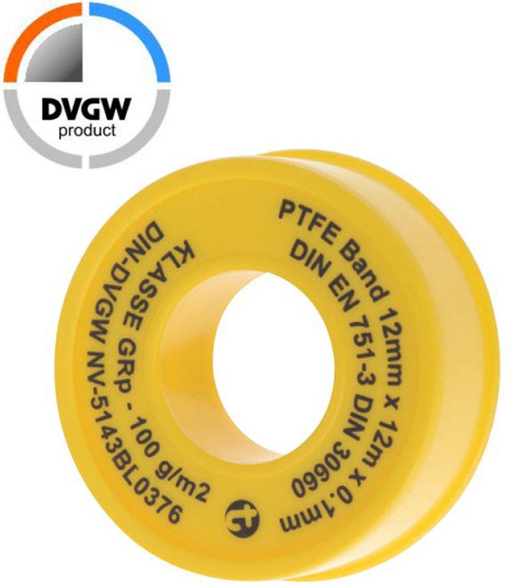 GEKA afdichtband PTFE 12 m x 12 mm x 0,1 mm DVGW