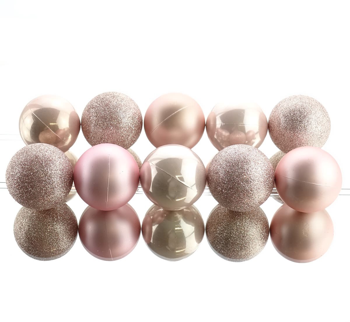 4 stuks 10 kerstballen poeder roze 60 mm