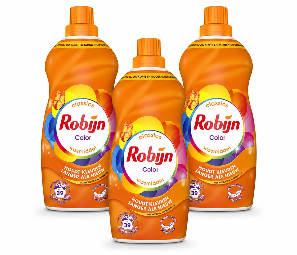 3 x Robijn – Vloeibaar Wasmiddel – Klein & Krachtig Color – 1,19 L - Bulkverpakking - 3 stuks
