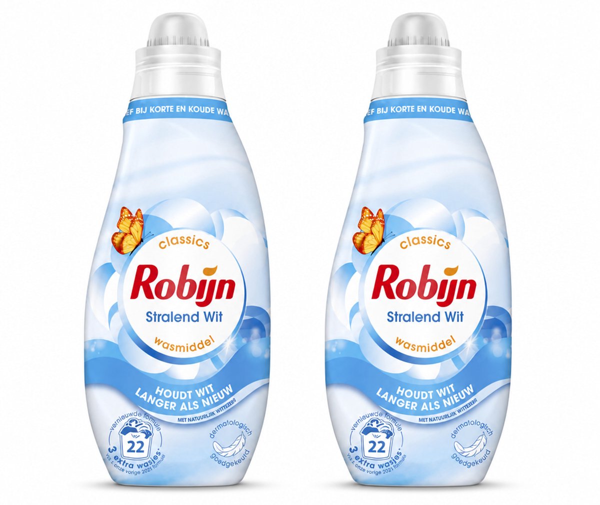 2 x Robijn – Vloeibaar Wasmiddel – Klein & Krachtig Classics Stralend Wit - 665 ml - Bulkverpakking - 2 stuks
