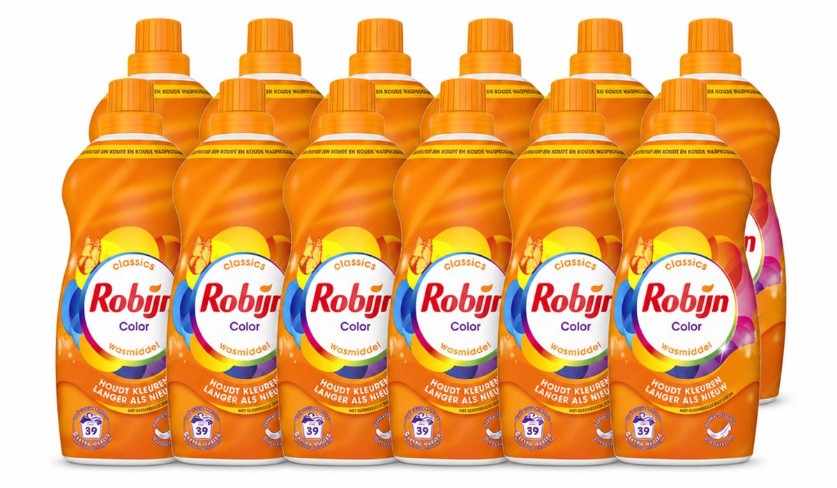 12 x Robijn – Vloeibaar Wasmiddel – Klein & Krachtig Color – 1,19 L - Voordeelverpakking - 12 stuks