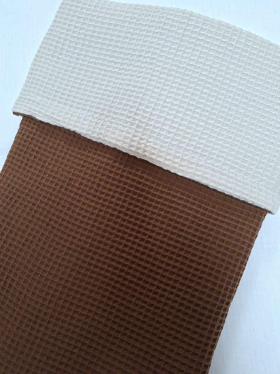 Oogappel Dubbele Wafelstof Wiegdeken 75x100 cm Bruin-Beige