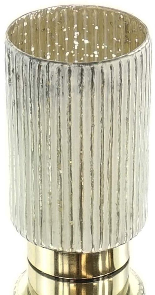 Kaemingk waxinelichthouder kerst glas wit Ø 10 cm hoogte 18,5 cm