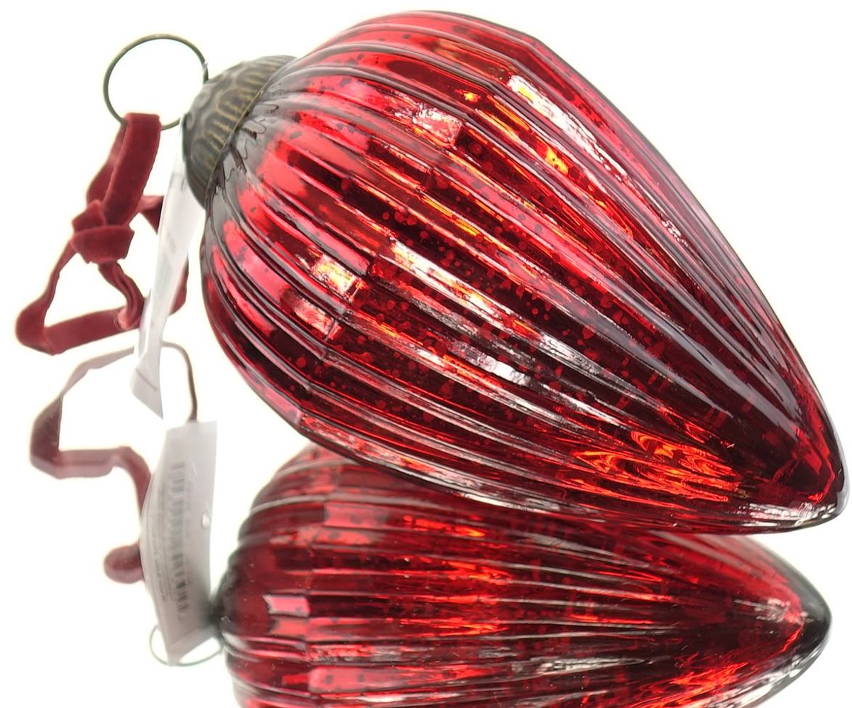 Riffelmacher Kerstornament Dennenappel Rood Geribbeld 14,5 cm