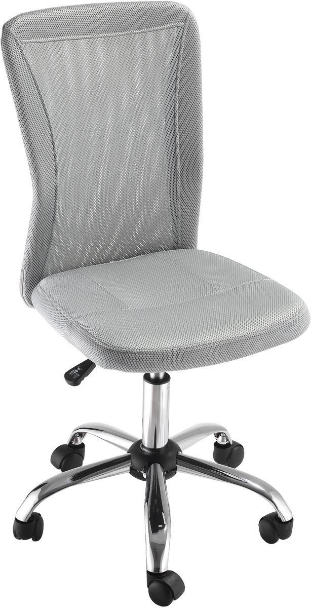 Ergonomische bureaustoel Mesh zonder armleuningen - Hoogteverstelbaar - 5 zwenkwielen - Ergonomisch ontwerp - Ademend mesh - Kleur grijs